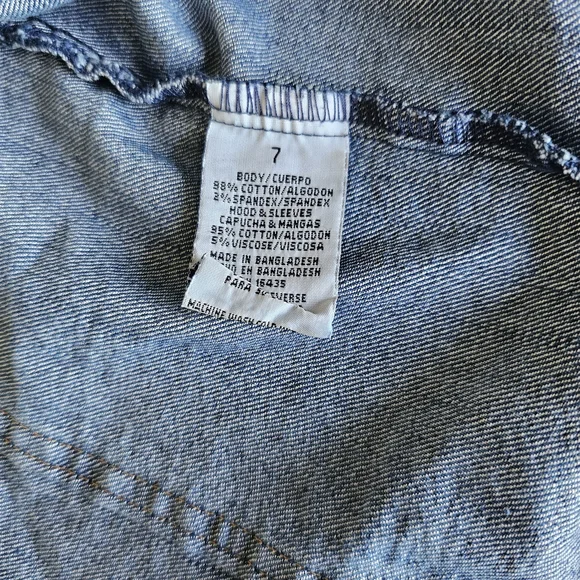 Kids Denim Hooded Jacket - Blue and Light Gray - Picture 14 of 16